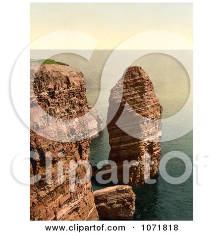 Photochrom of The Monk Formation in Heligoland, Germany - Royalty Free Historical Stock Photo  by JVPD