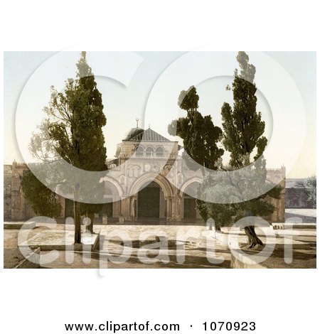 Photochrom of the Mosque of El-Aksa, Jerusalem - Royalty Free Historical Stock Photo by JVPD