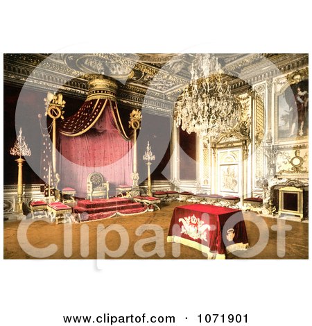 Photochrom of the Throne Room of Fontainebleau Palace - Royalty Free Historical Stock Photo by JVPD