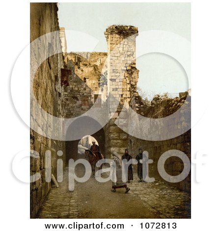 Photochrom of the Tower of Antonia, Jerusalem - Royalty Free Historical Stock Photography by JVPD