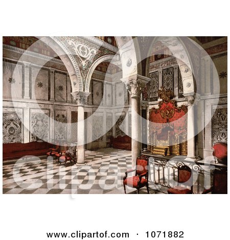 Photochrom of The Tribunal Chamber at Bardo, Tunis, Tunisia - Royalty Free Historical Stock Photo by JVPD