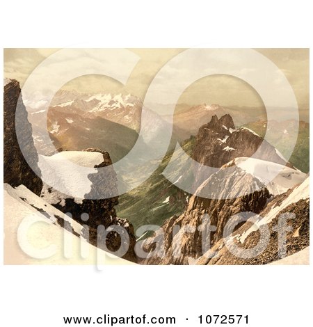 Photochrom of Titlis Mountain in the Swiss Alps - Royalty Free Historical Stock Photography by JVPD