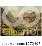 Photochrom Of Todi And Schreienbach Mountains Glarus Switzerland Royalty Free Historical Stock Photography by JVPD