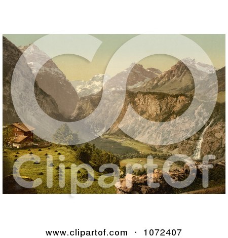 Photochrom of Todi and Schreienbach Mountains, Glarus, Switzerland - Royalty Free Historical Stock Photography by JVPD