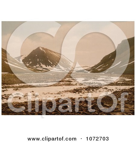 Photochrom of Tverdalen at Advent Bay, Spitzbergen, Norway - Royalty Free Historical Stock Photography by JVPD