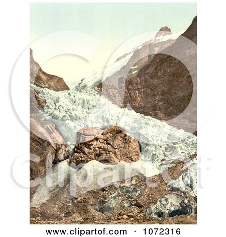 Photochrom of Unterer Grindelwald Glacier, Switzerland - Royalty Free Historical Stock Photography by JVPD