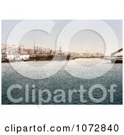 Photochrom Of Warships In The Harbor Of Algiers Algeria Royalty Free Historical Stock Photography