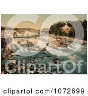 Photochrom Of Waterfalls And Rapids Honefos Ringerike Norway Royalty Free Historical Stock Photography by JVPD