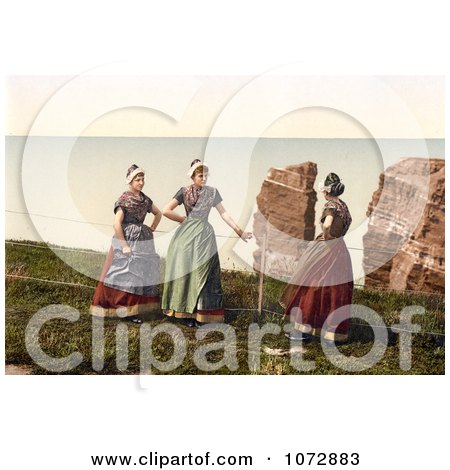 Photochrom of Women Chatting, Heligoland, Germany - Royalty Free Historical Stock Photography by JVPD