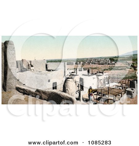 Pueblo Native Standing Among Village Buildings In New Mexico - Free Photochrome Stock Photo by JVPD