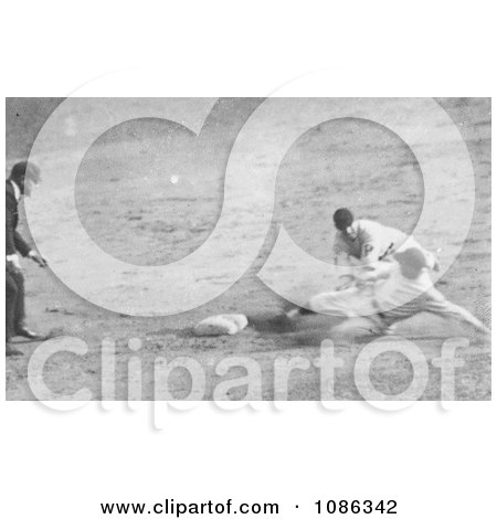 Roger Thorpe Peckinpaugh Sliding Safetly to Second Base - Free Historical Baseball Stock Photography by JVPD