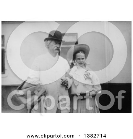 Royalty Free Historical Photo of Mark Twain, Samuel Langhorne Clemens, and Dorothy Quick in 1907 by JVPD