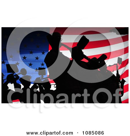 Silhouetted Band Against an American Flag - Free Stock Photography by JVPD