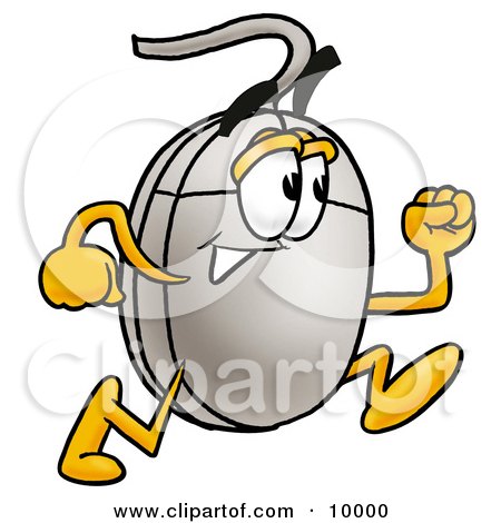 Clipart Picture of a Computer Mouse Mascot Cartoon Character Running by Mascot Junction