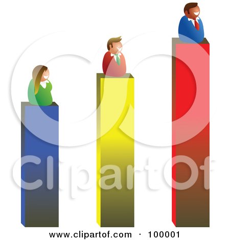 Royalty-Free (RF) Clipart Illustration of a Business Team On Bar Graph Results by Prawny