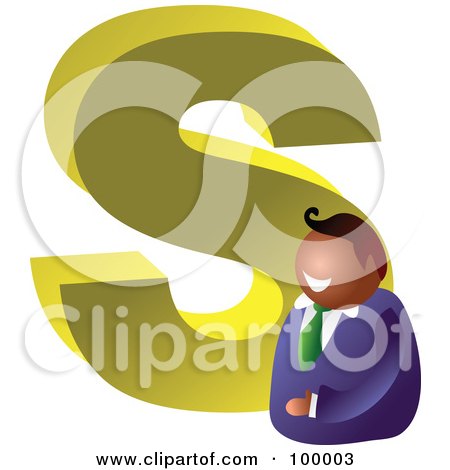 Royalty-Free (RF) Clipart Illustration of a Businessman With A Large Letter S by Prawny