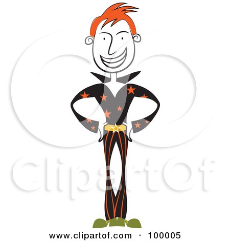 Royalty-Free (RF) Clipart Illustration of a Man In Black, Wearing A Super Star Outfit by Prawny