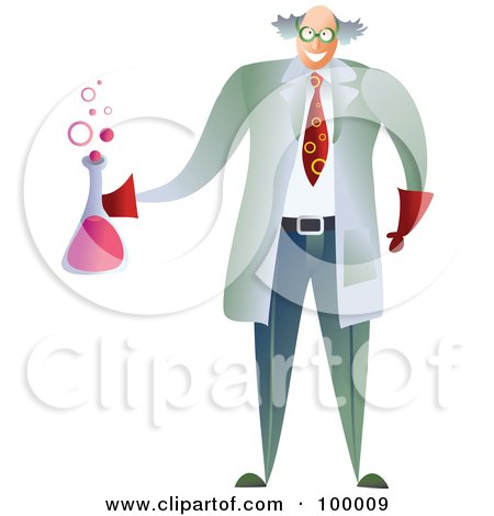 Royalty-Free (RF) Clipart Illustration of a Male Scientist Holding A Bubbly Beaker by Prawny