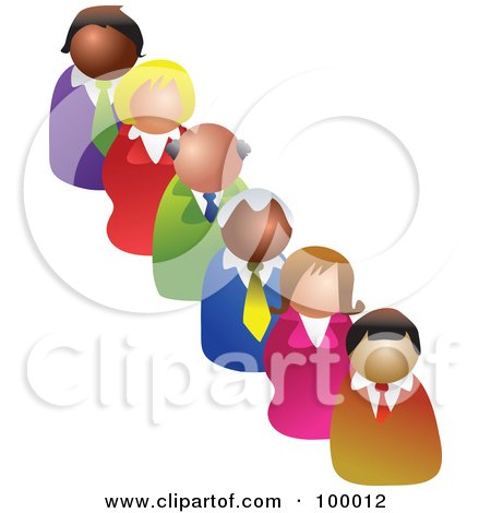 Royalty-Free (RF) Clipart Illustration of a Business Team Standing In A Single File Line by Prawny