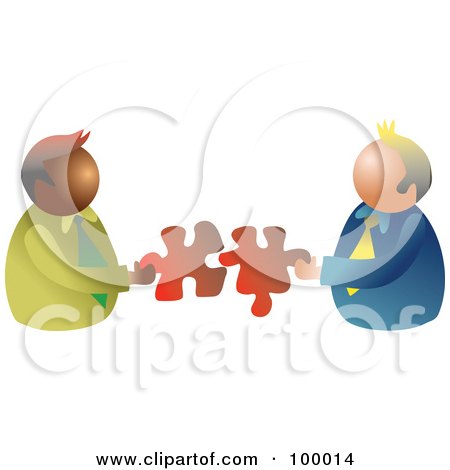 Royalty-Free (RF) Clipart Illustration of Businessmen Connecting Puzzle Pieces by Prawny