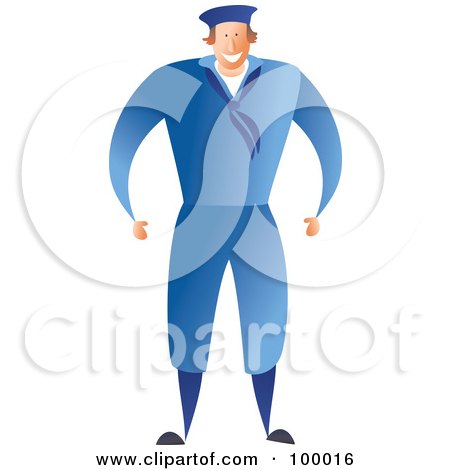 Royalty-Free (RF) Clipart Illustration of a Male Sailor In A Blue Uniform by Prawny