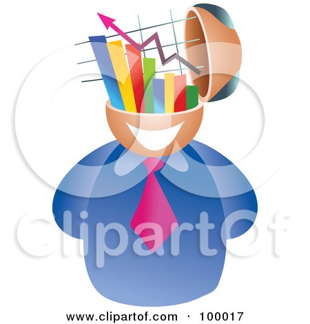 Royalty-Free (RF) Clipart Illustration of a Businessman With A Statistics Brain by Prawny