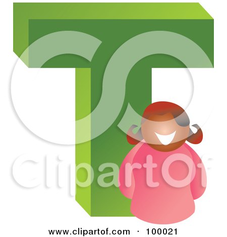 Royalty-Free (RF) Clipart Illustration of a Woman With A Large Letter T by Prawny