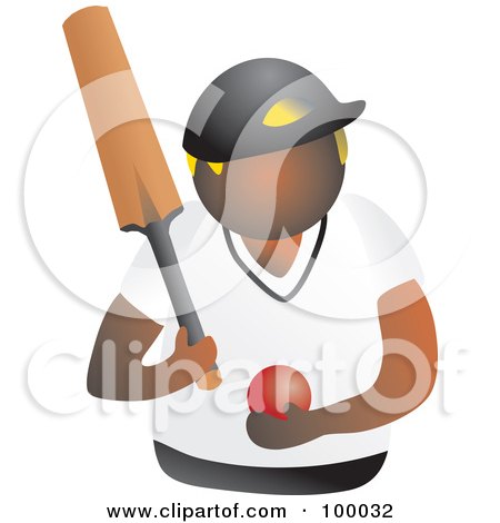 Royalty-Free (RF) Clipart Illustration of a Cricketer Holding A Ball And Bat by Prawny