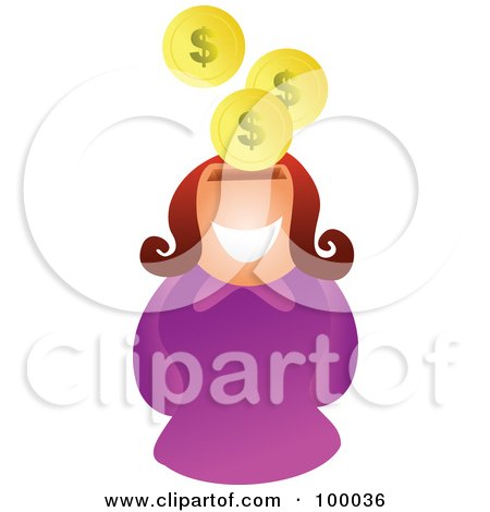 Royalty-Free (RF) Clipart Illustration of a Businesswoman With A Slot Head And Pound Coins by Prawny
