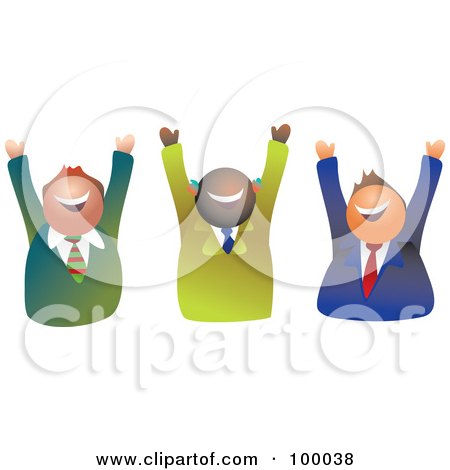 Royalty-Free (RF) Clipart Illustration of a Male Business Team Celebrating by Prawny