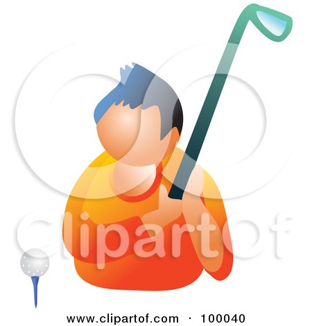 Royalty-Free (RF) Clipart Illustration of a Golfer With A Club, Tee And Ball by Prawny