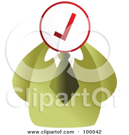 Royalty-Free (RF) Clipart Illustration of a Businessman With A Check Mark Sign Face by Prawny