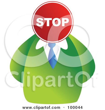Royalty-Free (RF) Clipart Illustration of a Businessman With A Stop Sign Face by Prawny