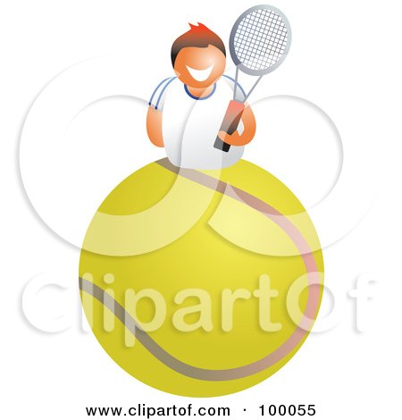 Royalty-Free (RF) Clipart Illustration of a Tennis Player On A Giant Ball by Prawny