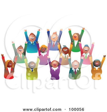 Royalty-Free (RF) Clipart Illustration of a Business Team Celebrating by Prawny