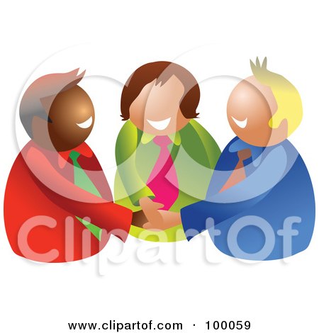 Royalty-Free (RF) Clipart Illustration of a Business Team Piling Their Hands by Prawny