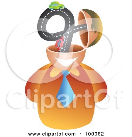 Royalty-Free (RF) Clipart Illustration of a Businessman With A Driving Brain by Prawny