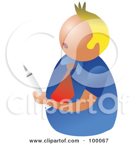 Royalty-Free (RF) Clipart Illustration of an Unhealthy Man Holding a Syringe by Prawny
