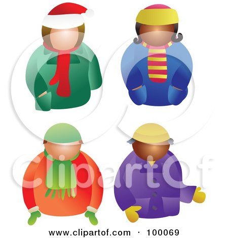 Royalty-Free (RF) Clipart Illustration of a Digital Collage Of Men And Women In Winter Coats by Prawny