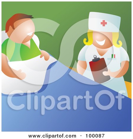 Royalty-Free (RF) Clipart Illustration of a Friendly Nurse Talking With A Patient In A Hospital by Prawny