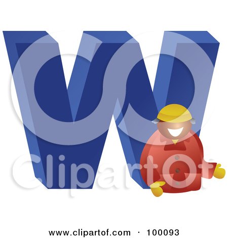Royalty-Free (RF) Clipart Illustration of a Businessman With A Large Letter W by Prawny