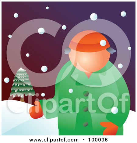 Royalty-Free (RF) Clipart Illustration of a Man Wearing A Coat In The Snow by Prawny
