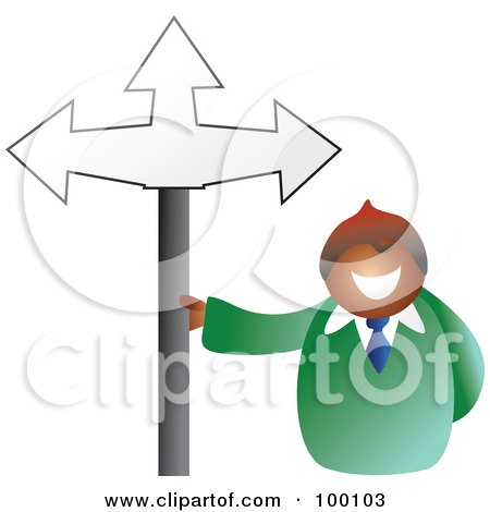 Royalty-Free (RF) Clipart Illustration of a Businessman Holding A Crossroads Sign by Prawny