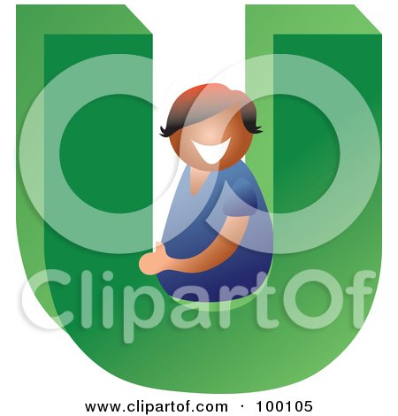 Royalty-Free (RF) Clipart Illustration of a Woman With A Large Letter U by Prawny