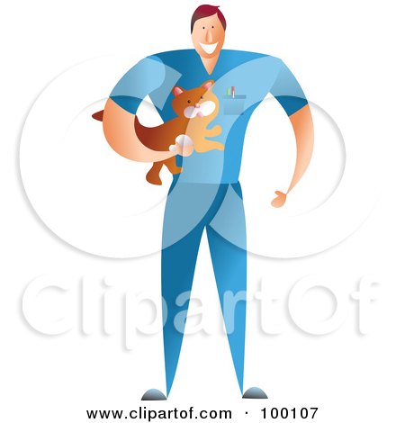 Royalty-Free (RF) Clipart Illustration of a Male Veterinarian Holding A Cat by Prawny