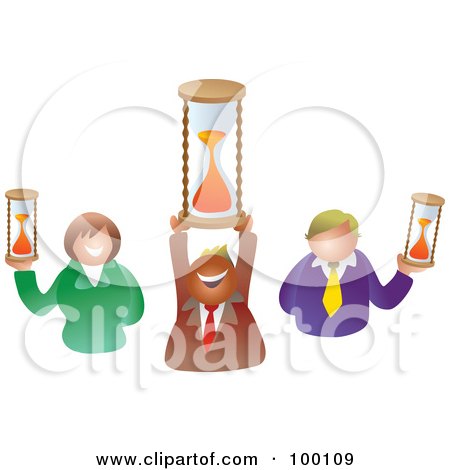 Royalty-Free (RF) Clipart Illustration of a Business Team Holding Hourglasses by Prawny
