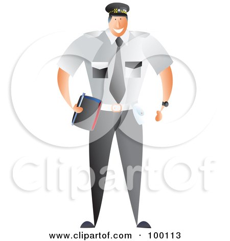 Royalty-Free (RF) Clipart Illustration of a Male Traffic Warden Carrying A Book by Prawny