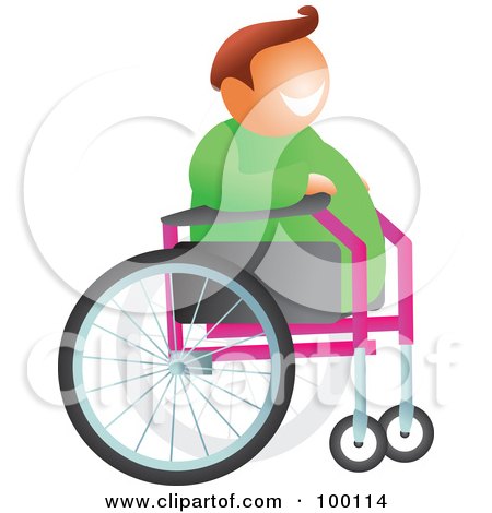 Royalty-Free (RF) Clipart Illustration of a Happy Man In A Wheelchair by Prawny