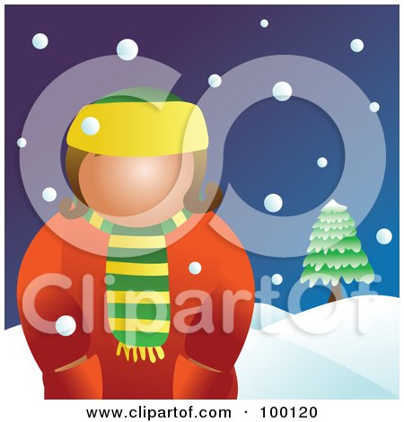 Royalty-Free (RF) Clipart Illustration of a Woman Wearing A Coat In The Snow by Prawny