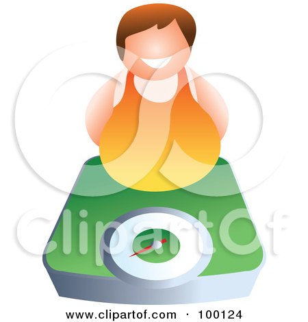 Royalty-Free (RF) Clipart Illustration of a Chubby Man Over A Green Scale by Prawny